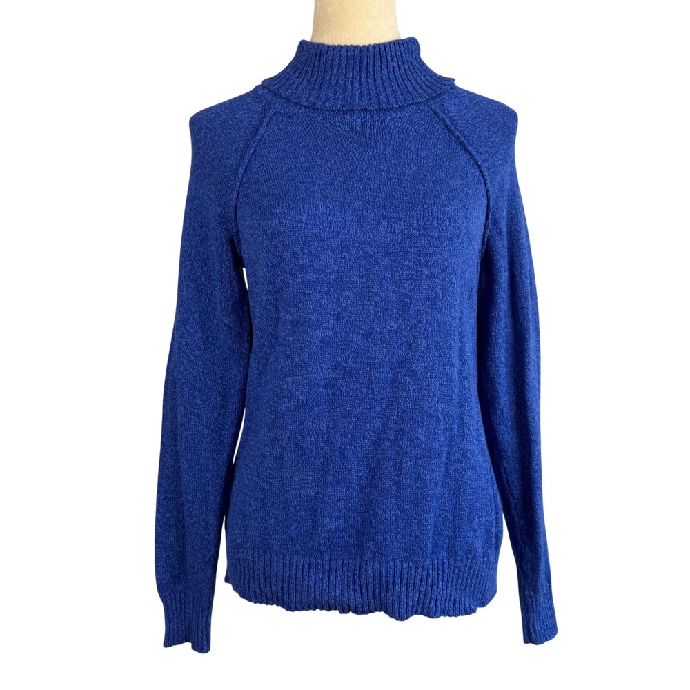 Karen Scott Royal Blue Knit Turtleneck Sweater Women Size Large Casual